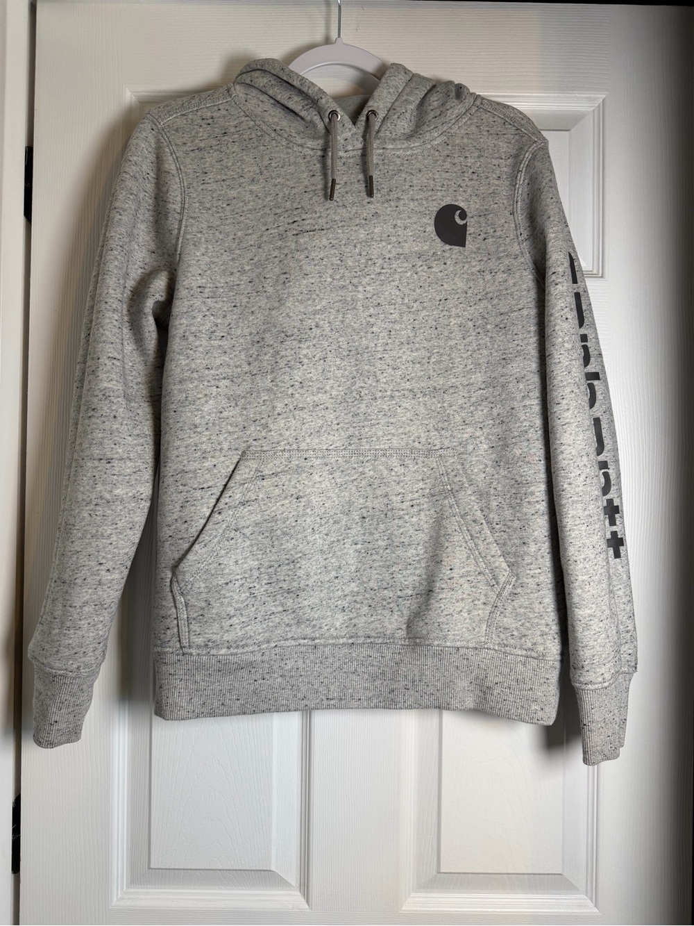 Women’s Carhartt Relaxed Fit Gray Speckled Logo Hoodie Size Medium
